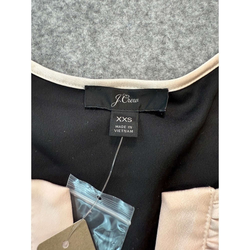 J.Crew Womens XXS Black Pink Ruffle Bib Long Sleeve Blouse New With Tags - Picture 5 of 8